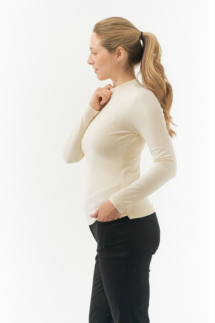 Picture of Pure Golf Ladies Fern Super Soft Mini Mock Neck Top - Champagne
