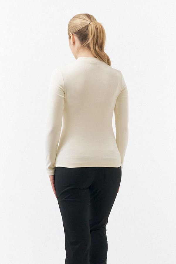 Picture of Pure Golf Ladies Fern Super Soft Mini Mock Neck Top - Champagne