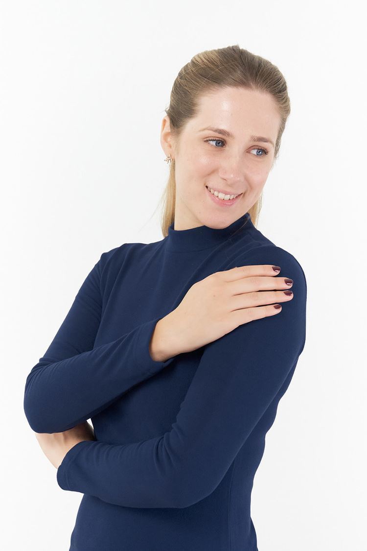 Picture of Pure Golf Ladies Fern Super Soft Mini Mock Neck Top - Navy