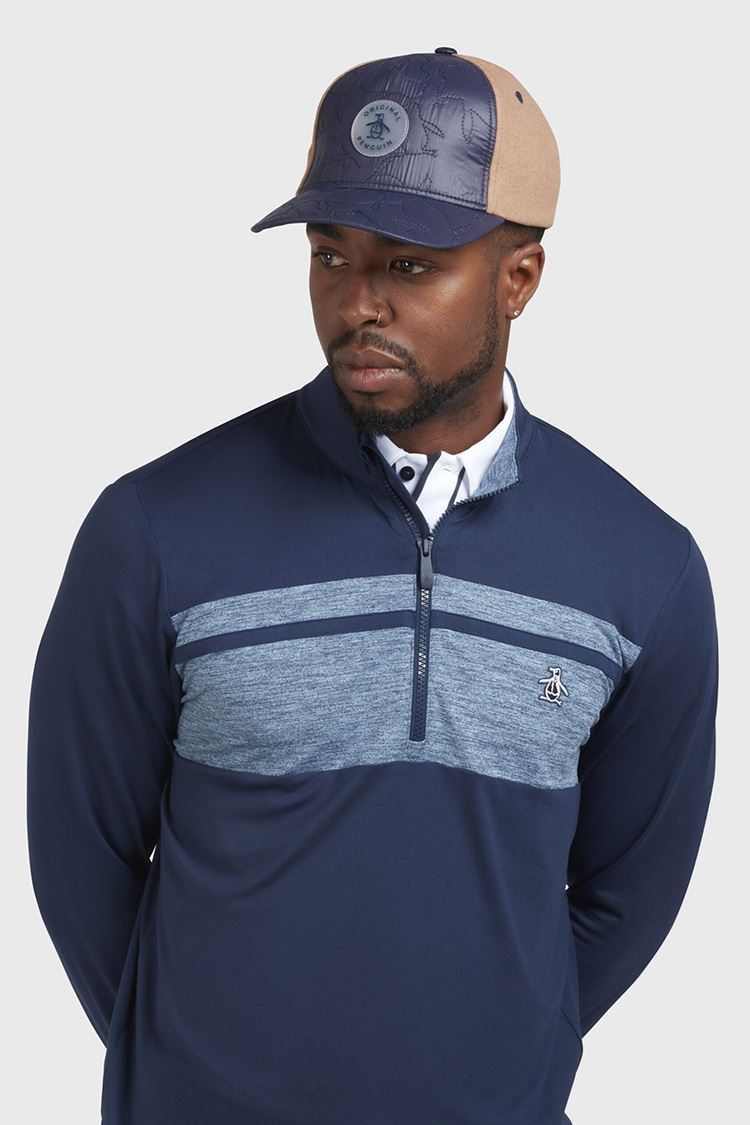 Picture of Original Penguin Men's Heritage Quarter Zip Pullover - Black Iris 417