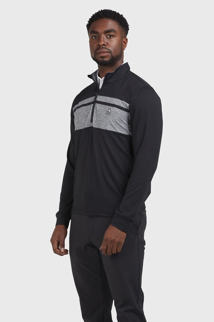 Picture of Original Penguin Men's Heritage Quarter Zip Pullover - Caviar 001