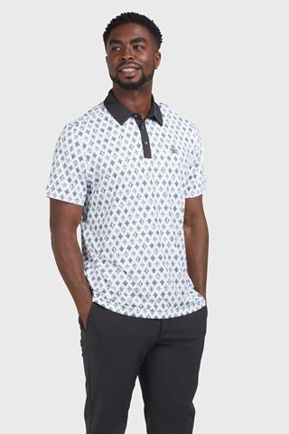 Picture of Original Penguin Men's All Over Atomic Cocktail Print Polo - Caviar