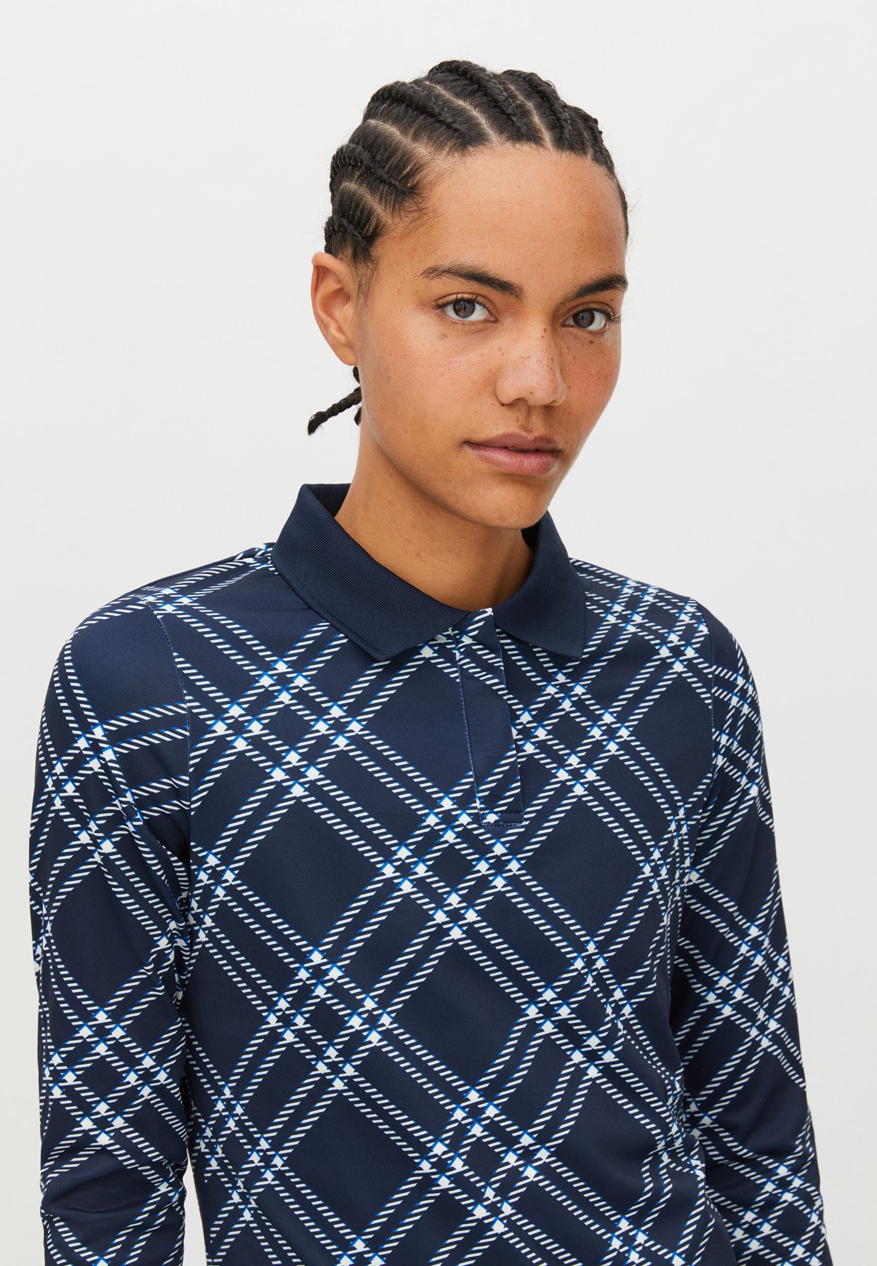 Picture of Rohnisch zns Ladies Sia Polo Shirt - Oversized Check Navy - XS ONLY