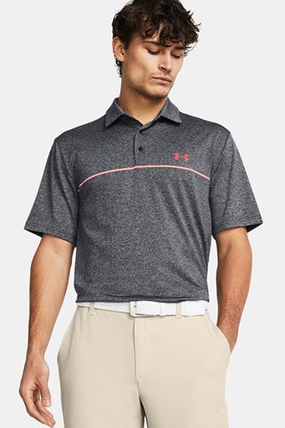 Picture of Under Armour Men's UA Playoff 3.0 Stripe Polo Shirt - Black / Red Solstice 005