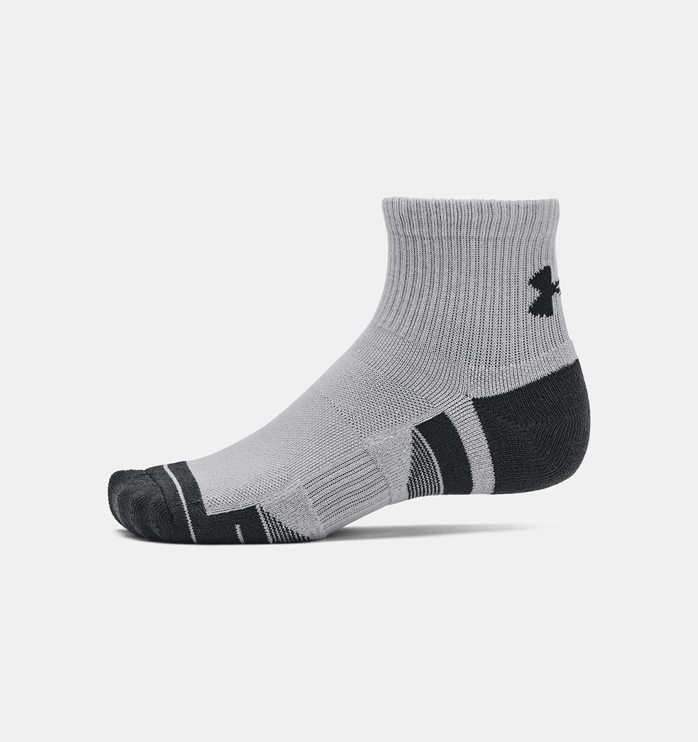 Picture of Under Armour zns Men's UA Performance Tech Quarter Socks - 3 Pack -Mod Grey / White 011