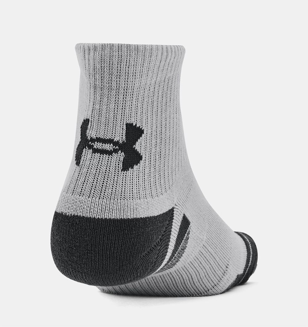 Picture of Under Armour zns Men's UA Performance Tech Quarter Socks - 3 Pack -Mod Grey / White 011