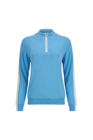 Show details for JRB Ladies Quarter Zip Lined Sweater - Blue Grotto