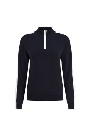 Show details for JRB Ladies Quarter Zip Lined Sweater - Navy / White