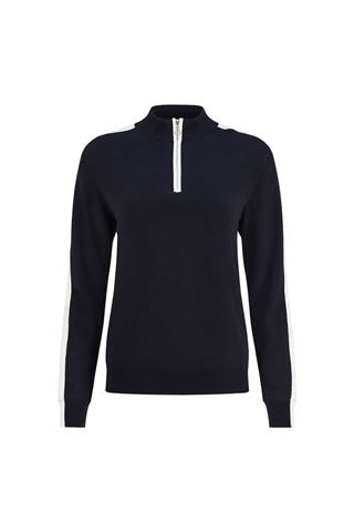 Picture of JRB Ladies Quarter Zip Lined Sweater - Navy / White