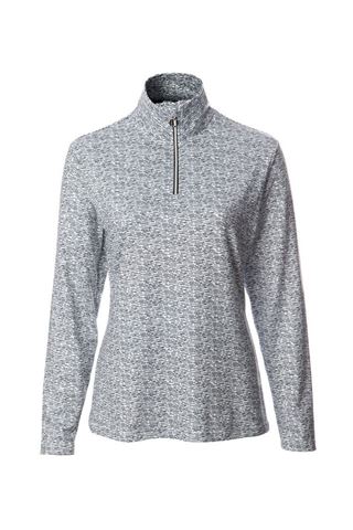 Picture of JRB Ladies Long Sleeve Quarter Zip Top - White / Navy Print