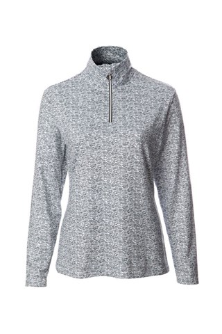Picture of JRB zns Ladies Long Sleeve Quarter Zip Top - White / Navy Print