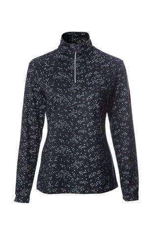 Picture of JRB Ladies Long Sleeve Quarter Zip Top - Navy / White / Blue Grotto