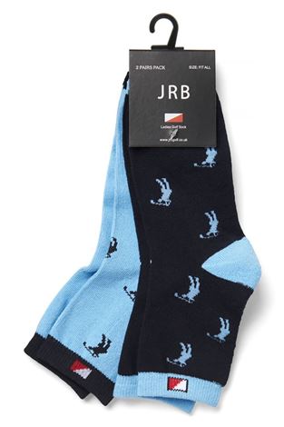 Show details for JRB Ladies Ankle Socks - 2 Pack - Aqua Blue / Navy