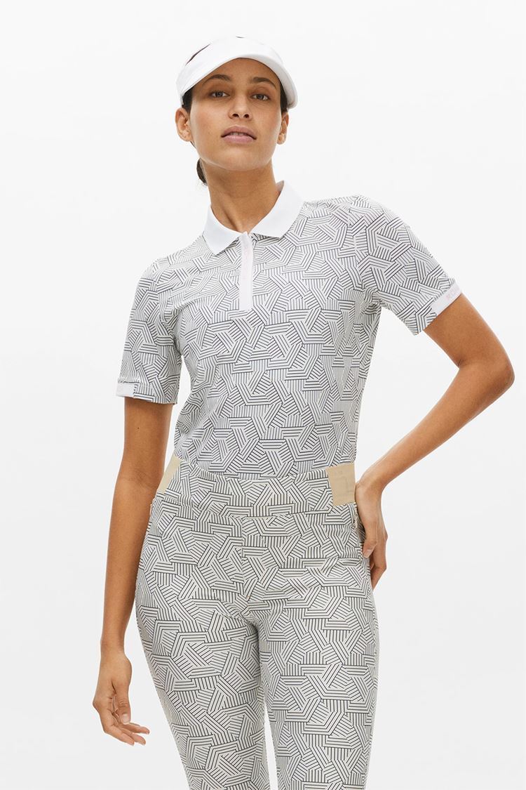Picture of Rohnisch zns  Ladies Abby Polo Shirt - Hexagon Beige - XXL ONLY