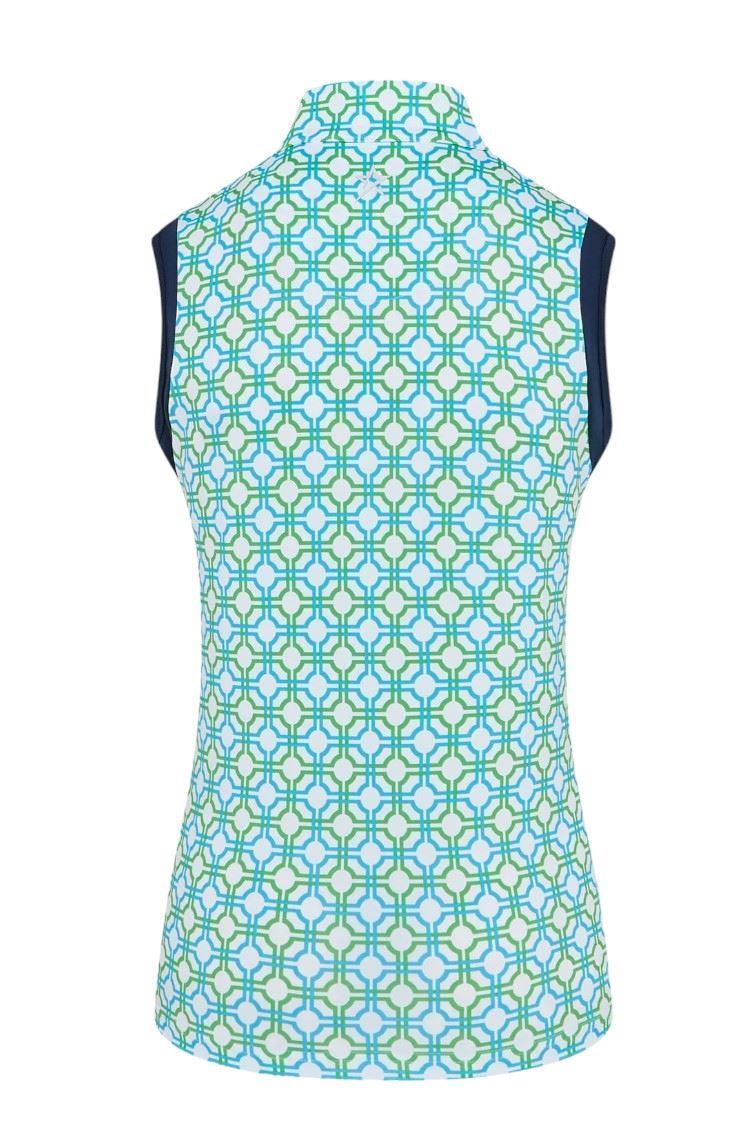 Picture of Swing out Sister Ladies Cecily Block Sleeveless Polo - Dazzling Blue / Emerald 570