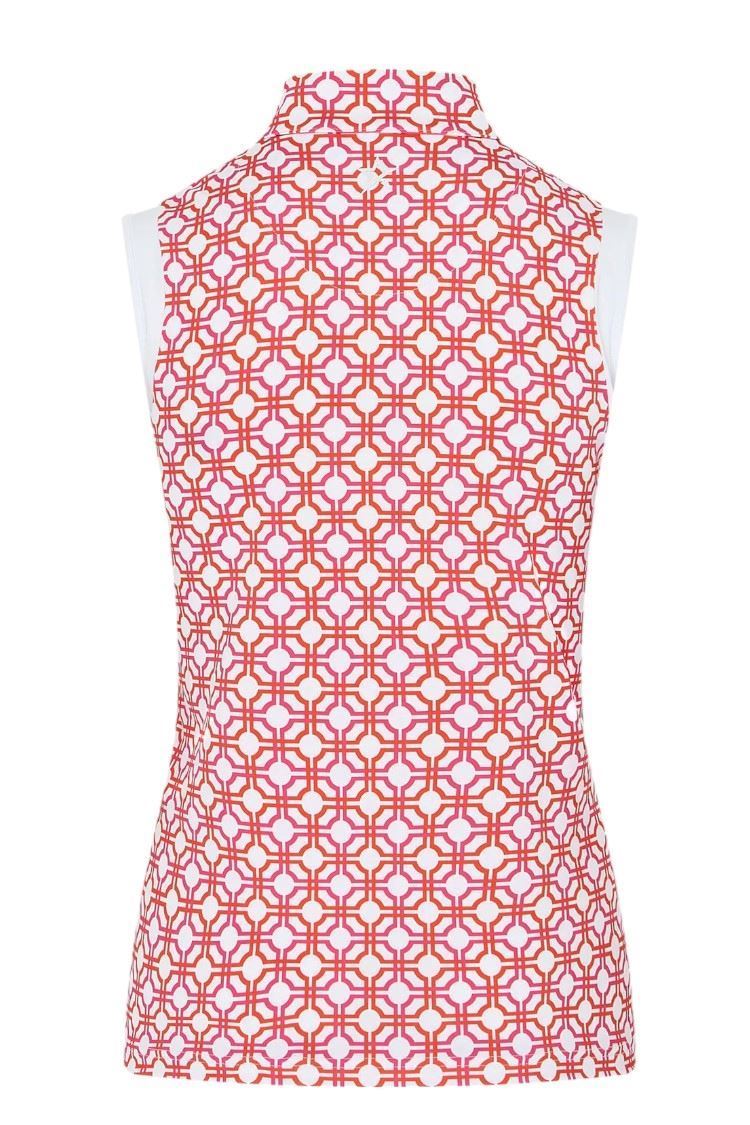 Picture of Swing out Sister zns  Ladies Cecily Block Sleeveless Polo - Lush Pink / Mandarin 950