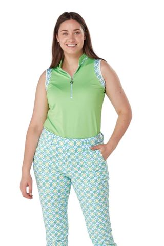 Picture of Swing out Sister Ladies Alice Contrast Sleeveless Polo - Dazzling Blue / Emerald 570