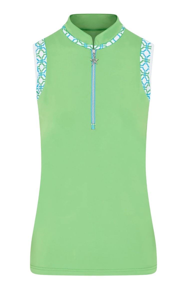 Picture of Swing out Sister Ladies Alice Contrast Sleeveless Polo - Dazzling Blue / Emerald 570