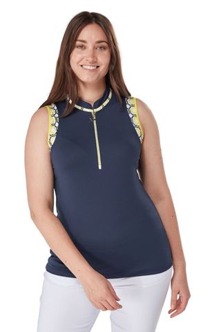 Picture of Swing out Sister Ladies Alice Contrast Sleeveless Top - Sunshine / Navy 406