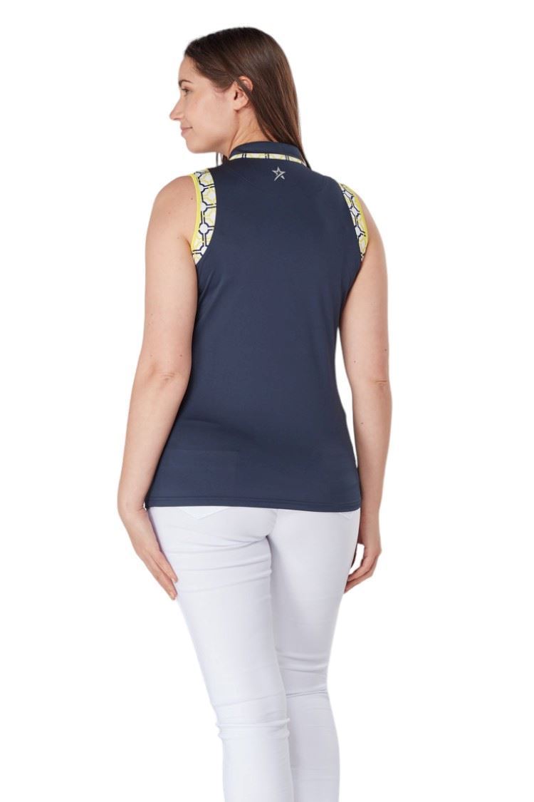 Picture of Swing out Sister Ladies Alice Contrast Sleeveless Top - Sunshine / Navy 406