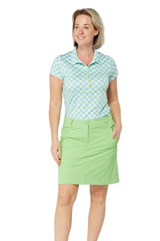 Picture of Swing out Sister zns Ladies Autograph Pattern Cap Sleeve Polo - Dazzling Blue / Emerald