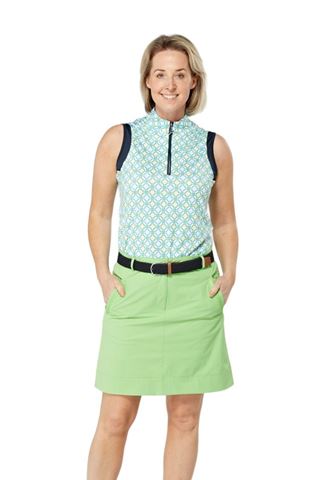 Picture of Swing out Sister Ladies Cecily Block Sleeveless Polo - Dazzling Blue / Emerald 570