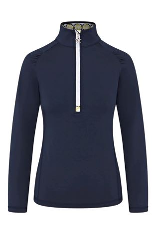 Show details for Swing out Sister Ladies Celeste 1/4 Zip Top - Navy / Sunshine