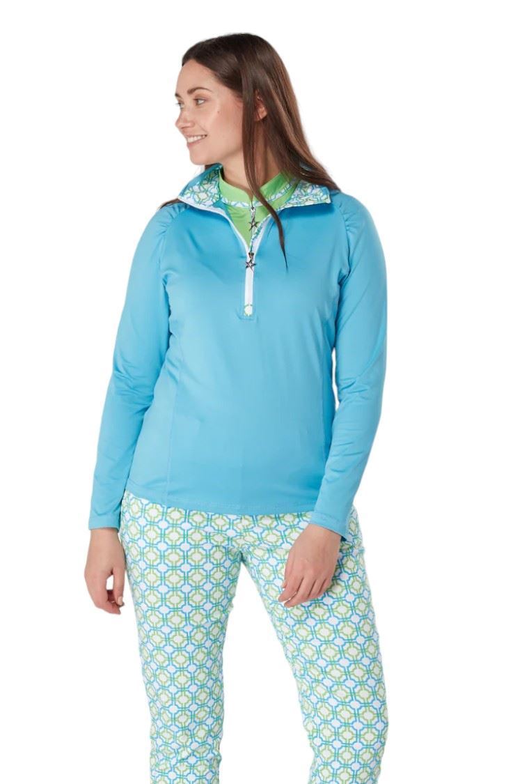 Picture of Swing out Sister Ladies Celeste 1/4 Zip Top - Dazzling Blue