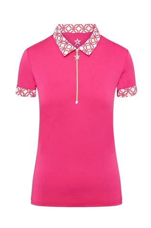 Show details for Swing out Sister Ladies Alice Cap Sleeve Polo - Lush Pink / Mandarin 950