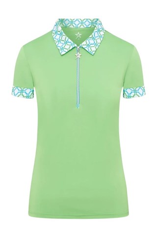 Picture of Swing out Sister Ladies Alice Cap Sleeve Polo - Dazzling Blue / Emerald - XS ONLY