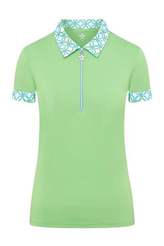 Picture of Swing out Sister Ladies Alice Cap Sleeve Polo - Dazzling Blue / Emerald