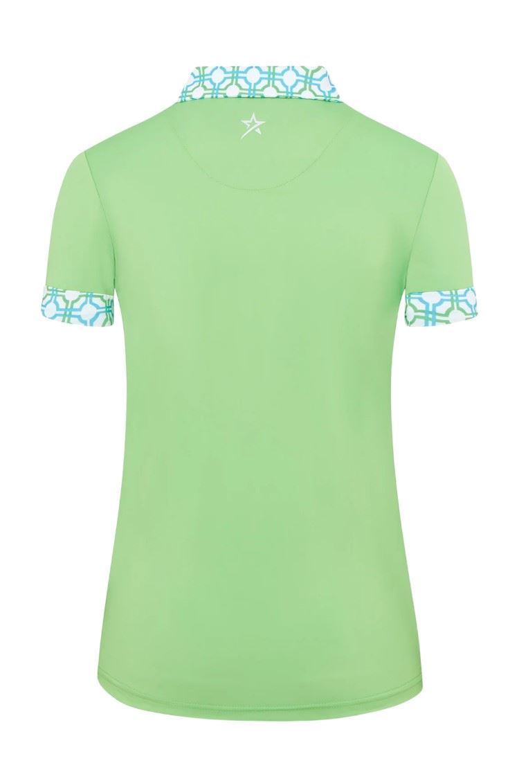 Picture of Swing out Sister Ladies Alice Cap Sleeve Polo - Dazzling Blue / Emerald - XS ONLY