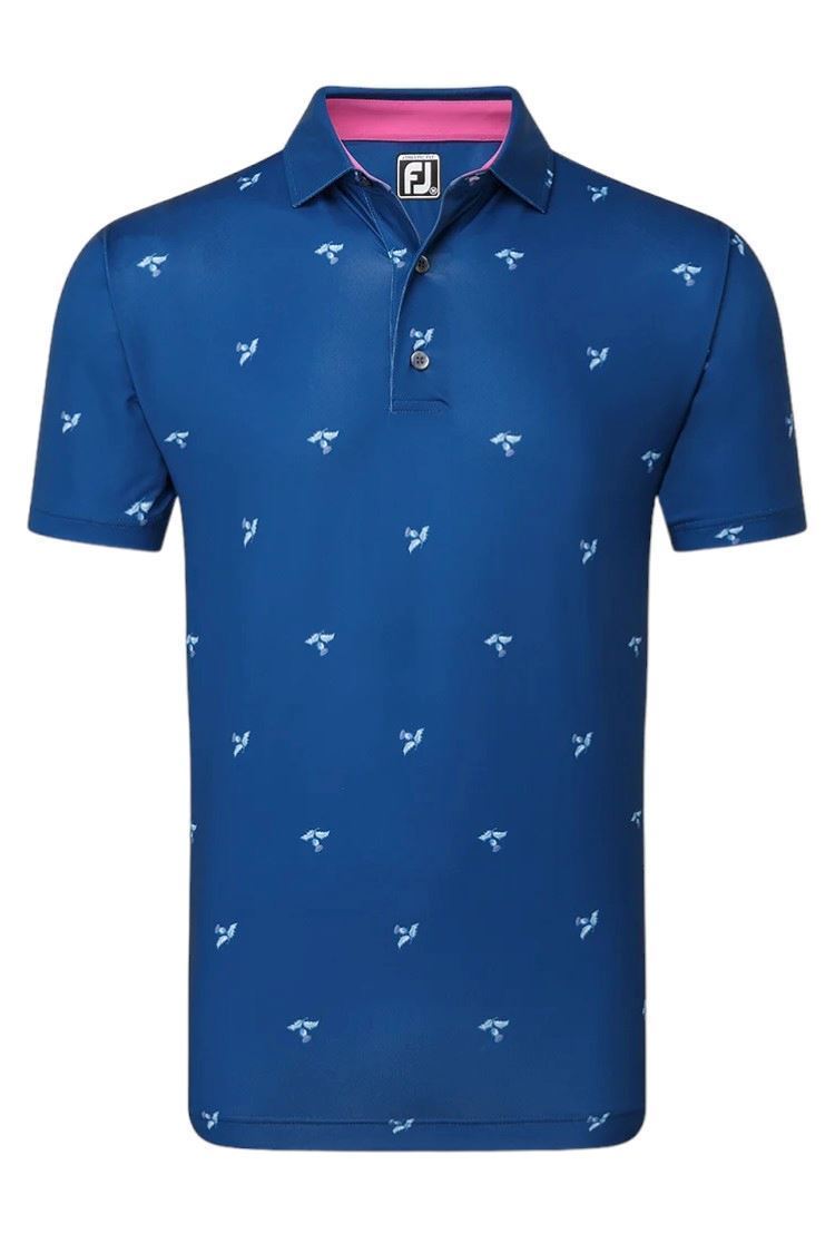 Picture of Footjoy Men's Thistle Print Lisle Polo Shirt - Deep Blue