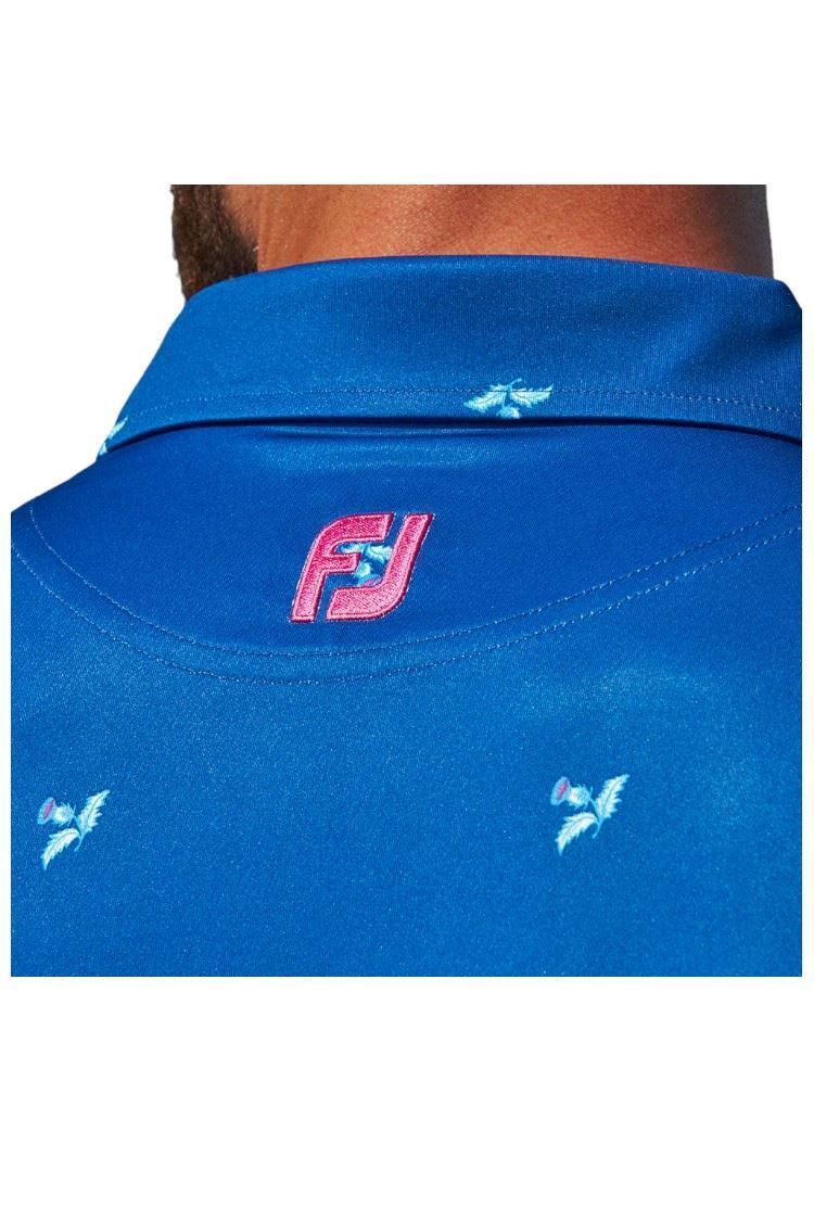 Picture of Footjoy zns Men's Thistle Print Lisle Polo Shirt - Deep Blue