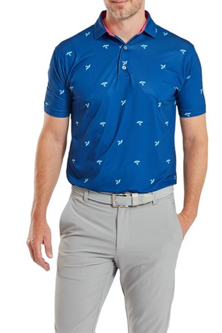 Picture of Footjoy zns Men's Thistle Print Lisle Polo Shirt - Deep Blue