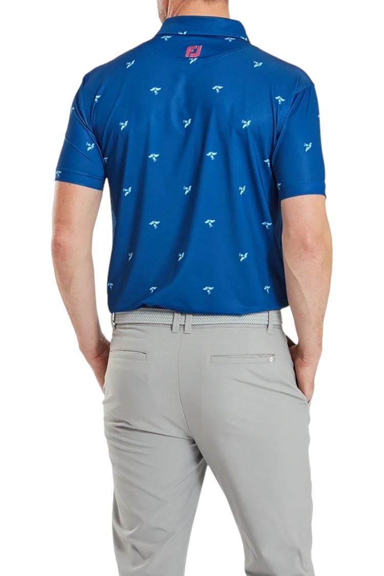 Picture of Footjoy zns Men's Thistle Print Lisle Polo Shirt - Deep Blue