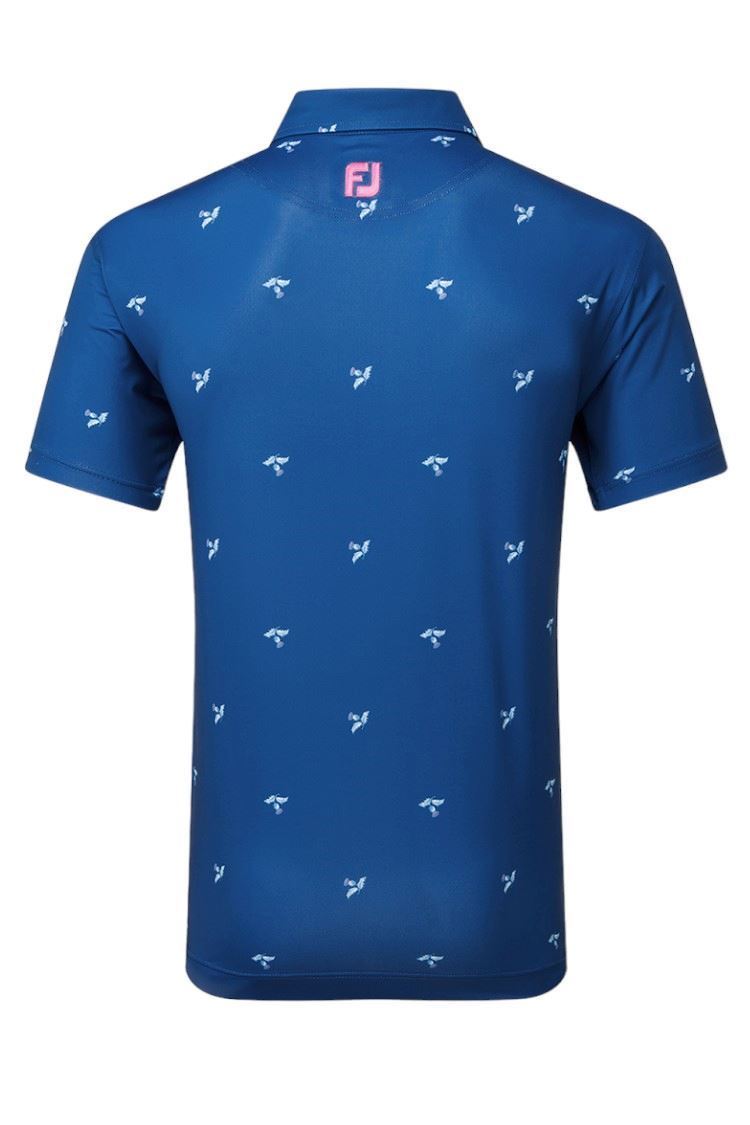 Picture of Footjoy zns Men's Thistle Print Lisle Polo Shirt - Deep Blue