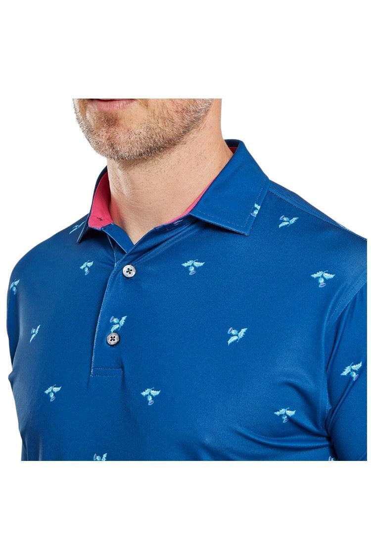 Picture of Footjoy zns Men's Thistle Print Lisle Polo Shirt - Deep Blue