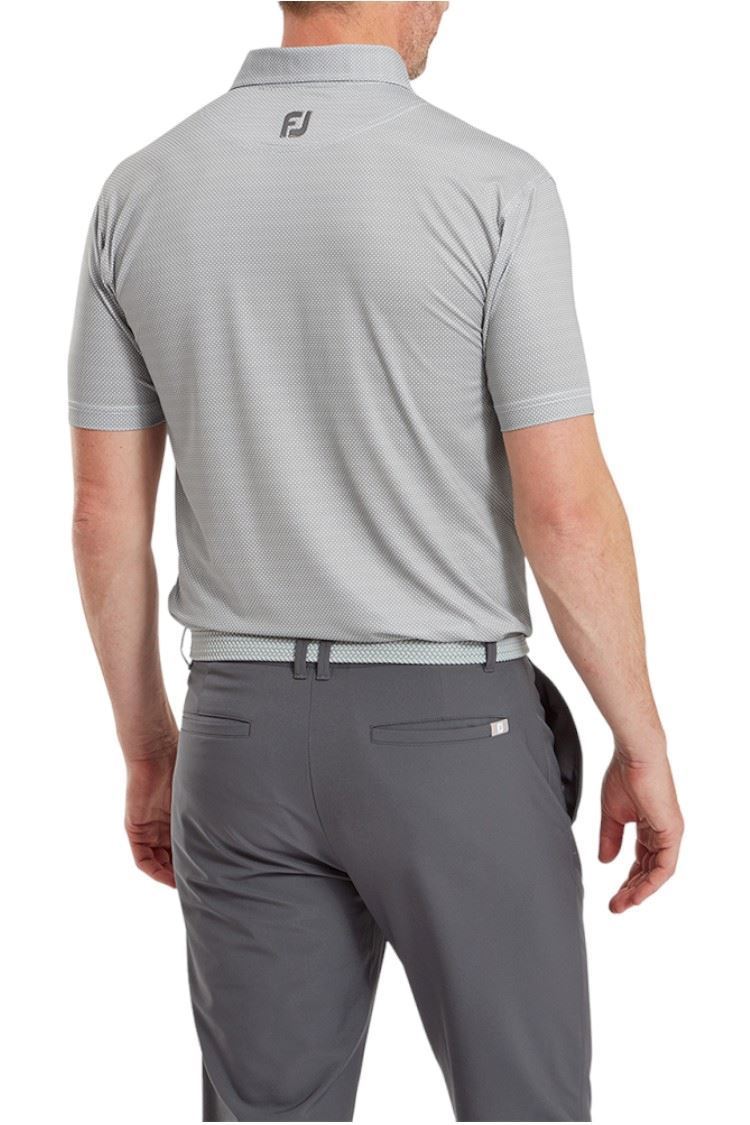 Picture of Footjoy Men's Octagon Print Lisle Polo - White / Grey