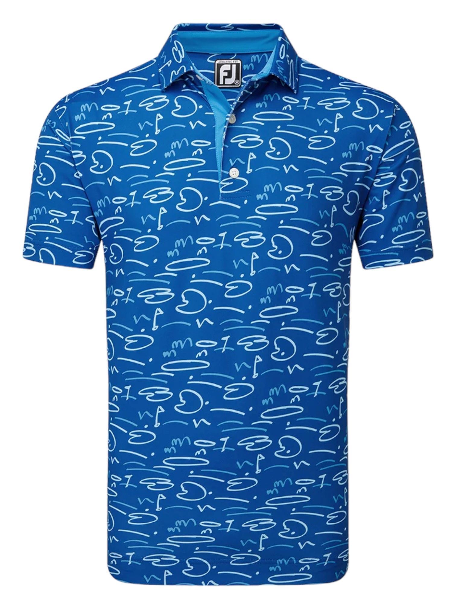 Picture of Footjoy Men's Golf Course Doodle Pique Polo - Deep Blue