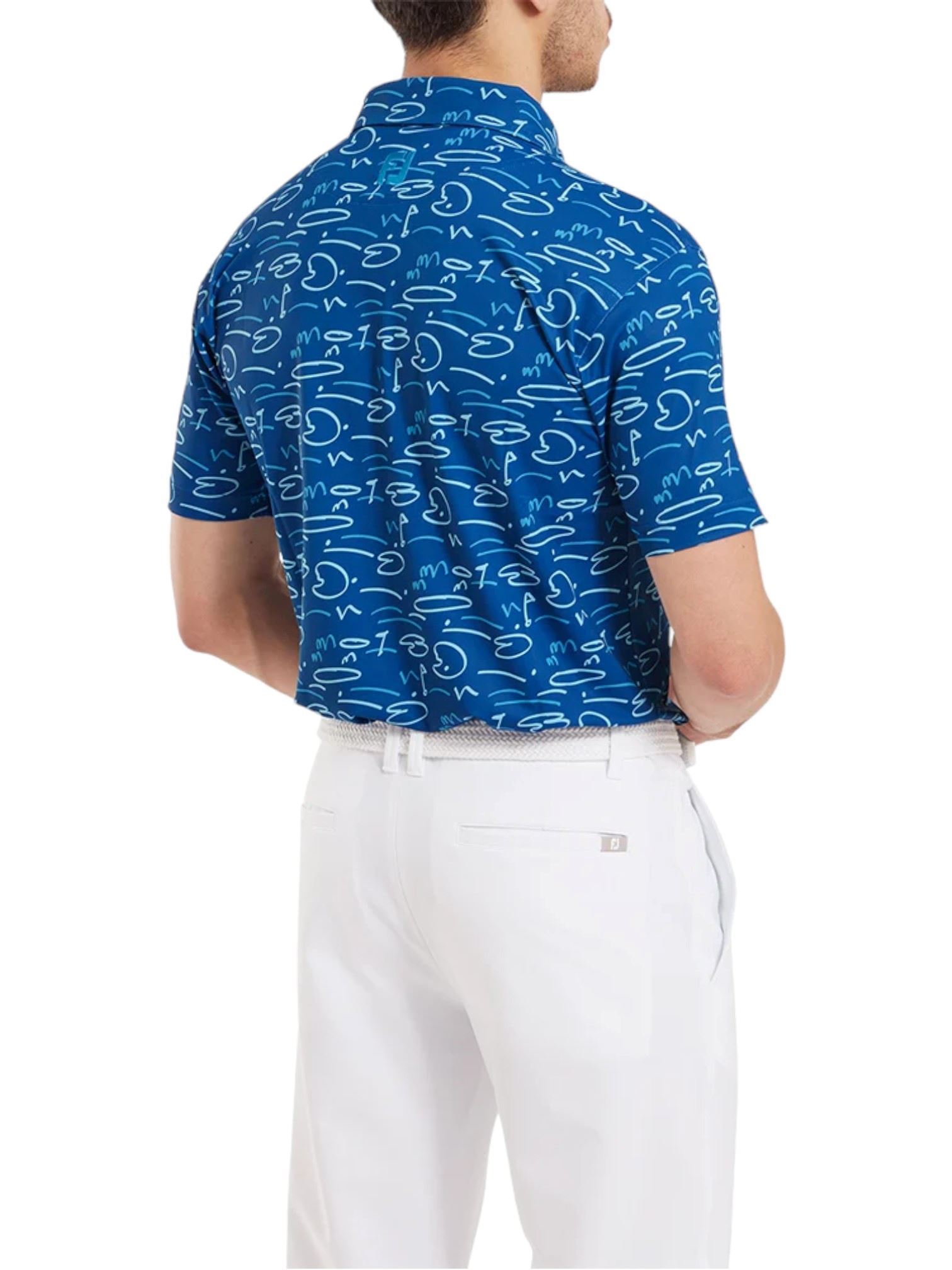 Picture of Footjoy Men's Golf Course Doodle Pique Polo - Deep Blue
