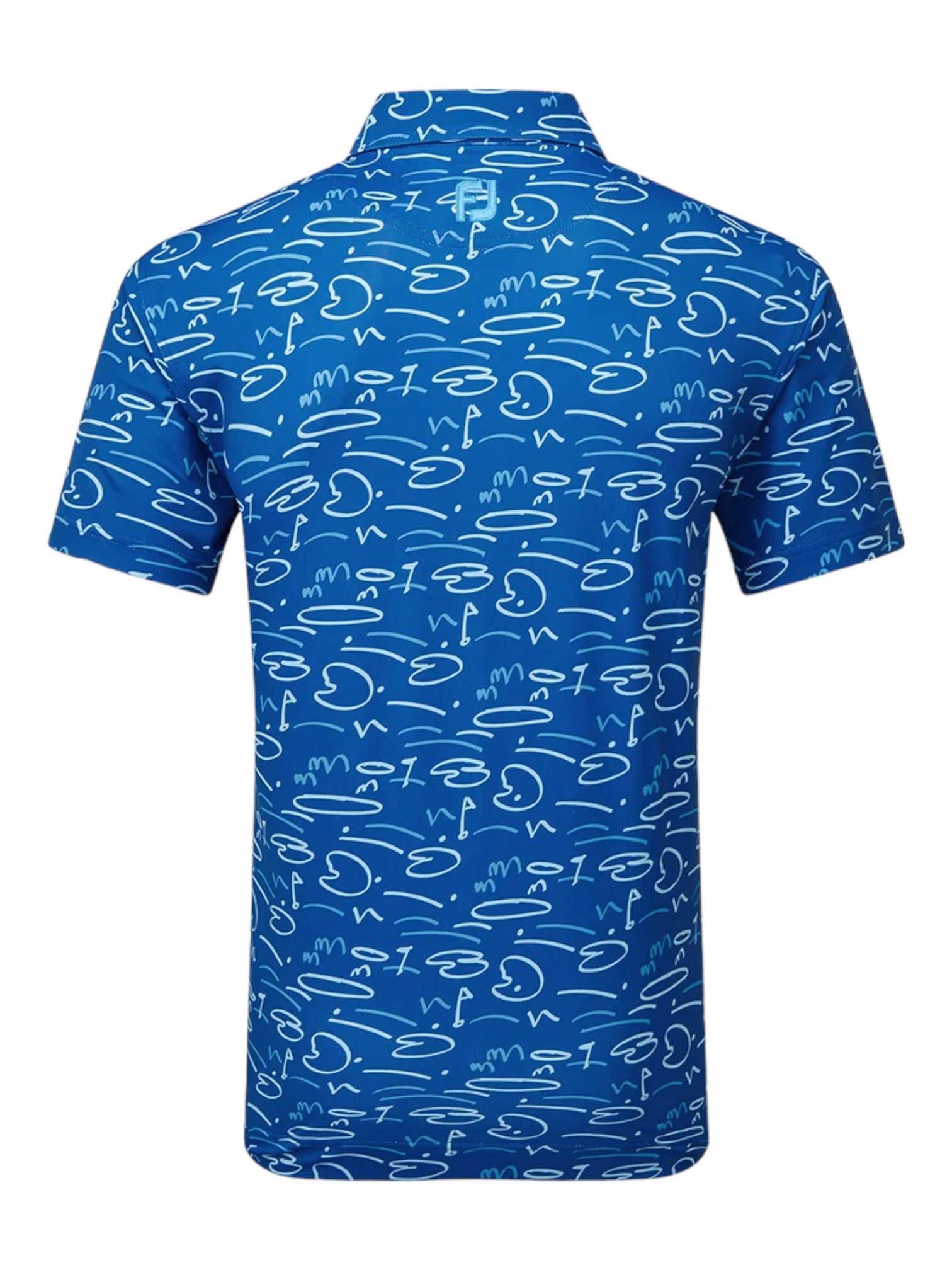 Picture of Footjoy Men's Golf Course Doodle Pique Polo - Deep Blue