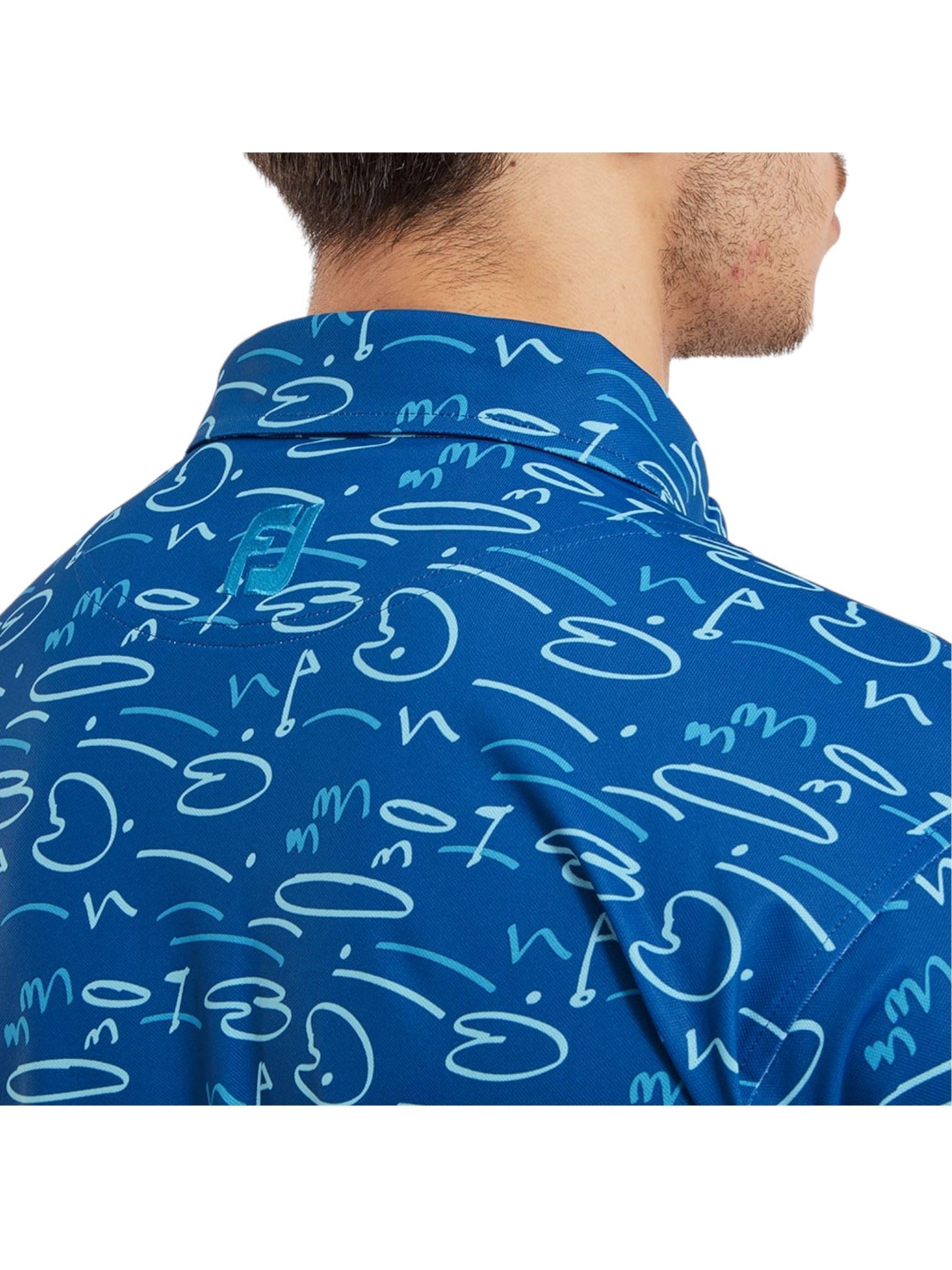 Picture of Footjoy Men's Golf Course Doodle Pique Polo - Deep Blue