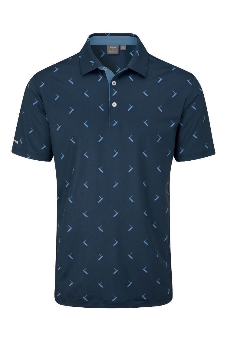 Picture of Ping zns Men's Gold Putter Printed Polo Shirt - Navy Multi
