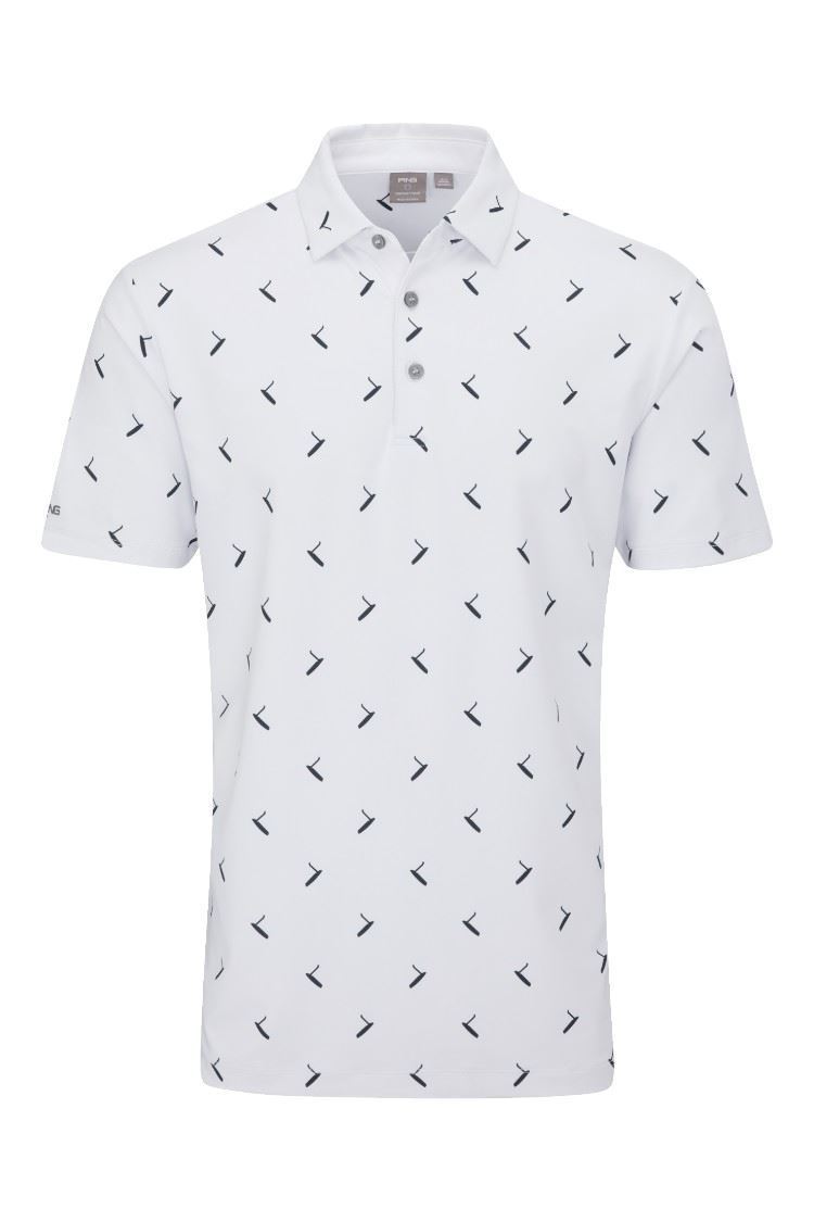 Picture of Ping Men's Gold Putter Printed Polo Shirt - White / Navy Multi