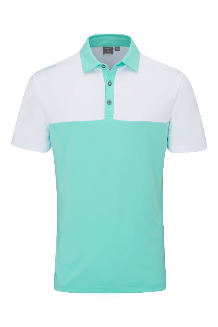 Picture of Ping Men's Bodi Colour Block Polo Shirt - Aruba Blue / White