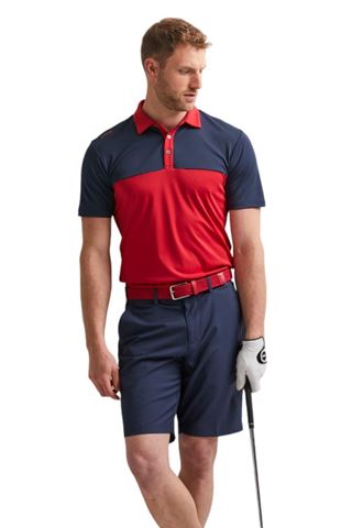 Picture of Ping Men's Bodi Colour Block Polo Shirt - Rich Red / Navy