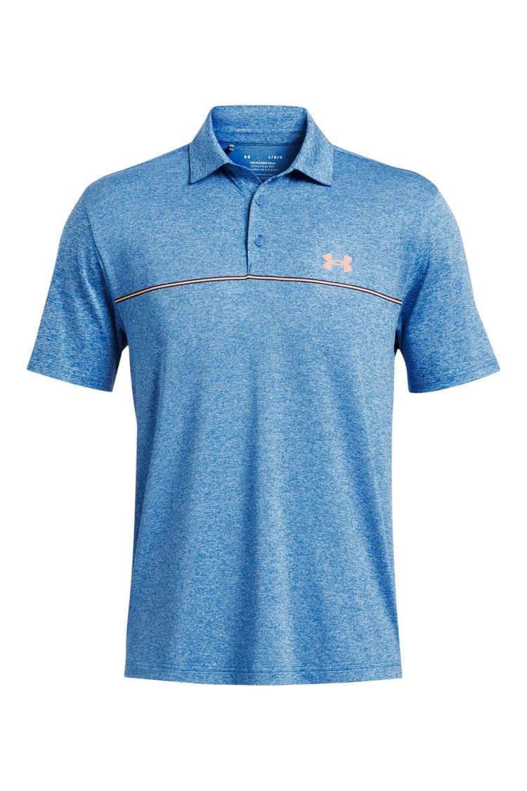Picture of Under Armour Men's UA Playoff 3.0 Stripe Polo Shirt - Photon Blue / Novo Orange 406