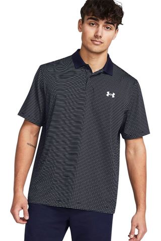 Picture of Under Armour Men's UA Matchplay Stripe Polo Shirt - Midnight Navy / Matrix Green 415