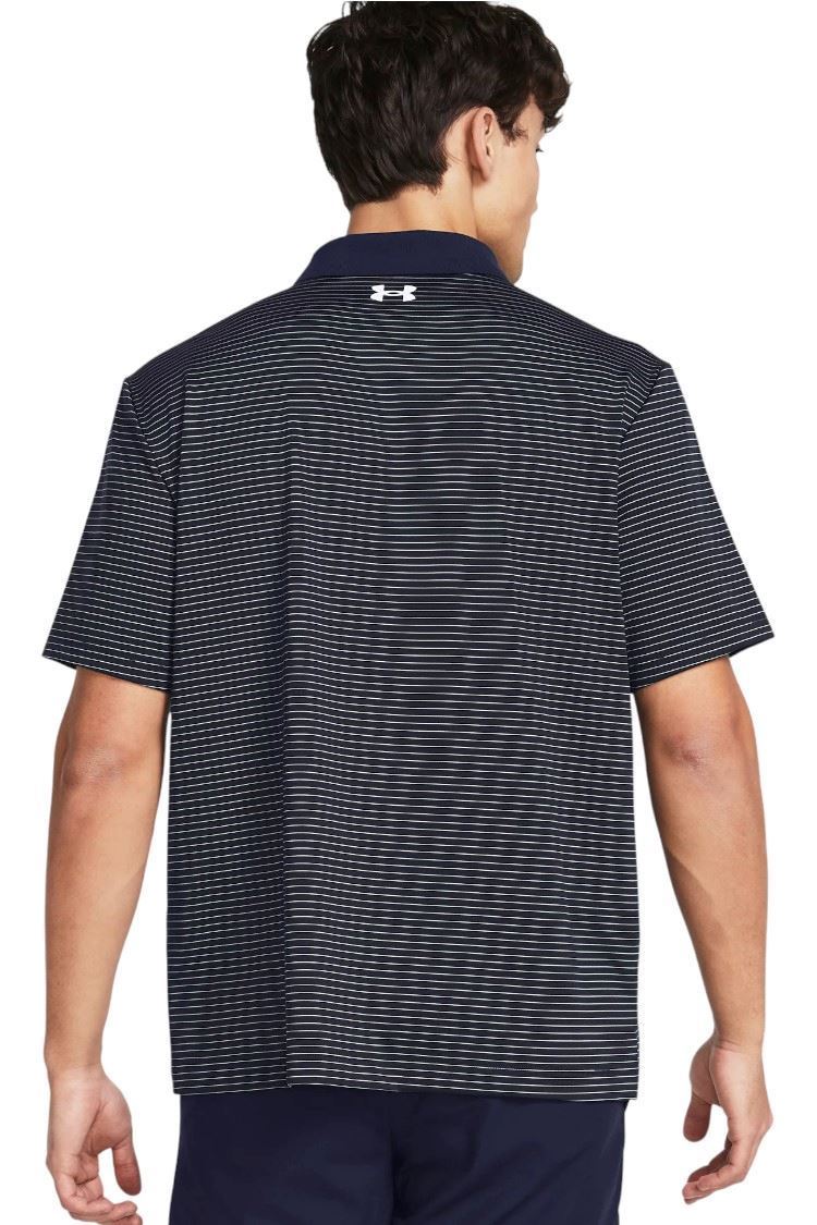 Picture of Under Armour Men's UA Matchplay Stripe Polo Shirt - Midnight Navy / Matrix Green 415